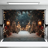 Lofaris Licht Bokeh Schneebedeckt Weg Winter Weihnachten Hintergrund